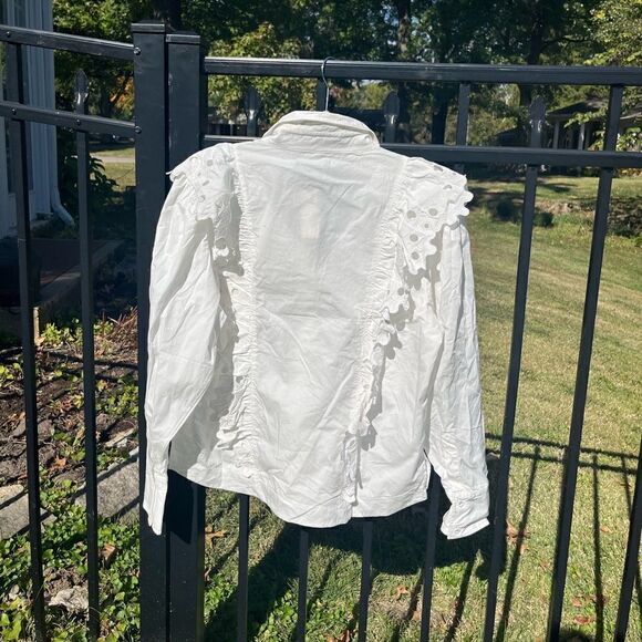 Anthropologie Magali Pascal Eyelet Ruffled Button Down Blouse NWT - Picture 6 of 9